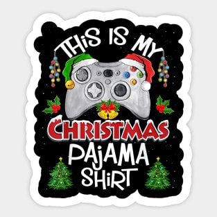 This is My Christmas Pajama Santa Hat Gamer Video Game Games Sticker